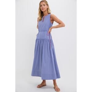 TUCKERNUCK Royal Blue and White Stripe Charlotte Maxi Dress Size L NWT